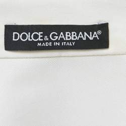 Pre Owned Dolce & Gabbana Ivory Striped Silk Short Sleeve Shirt S