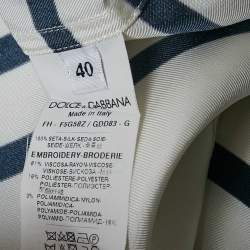 Pre Owned Dolce & Gabbana Ivory Striped Silk Short Sleeve Shirt S
