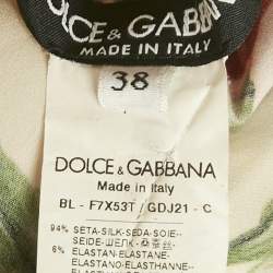 Dolce & Gabbana White Floral Printed Silk Satin Top S