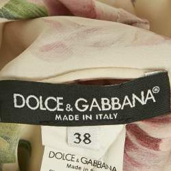 Dolce & Gabbana White Floral Printed Silk Satin Top S
