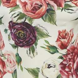 Dolce & Gabbana White Floral Printed Silk Satin Top S