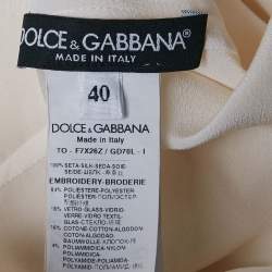 Pre Owned Dolce & Gabbana Cream I Love Italy Silk Top S