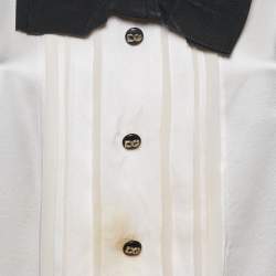 Pre Owned Dolce & Gabbana White Silk Satin Pintuck Detail Sleeveless Top M