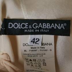 Pre Owned Dolce & Gabbana White Silk Satin Pintuck Detail Sleeveless Top M