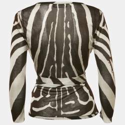 Pre Owned كارديغان دولتشي أند غابانا بنقشة حمار وحشي بني مربوط مقاس متوسط