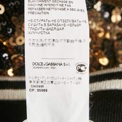 Dolce & Gabbana Gold/Black Sequin Logo Waistband Jogger Pants M