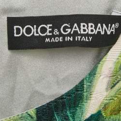 Dolce & Gabbana Green Floral Print Cotton Blend Shift Dress XS