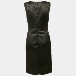 Dolce & Gabbana Black Stretch Satin Scoop Neck Mini Dress L