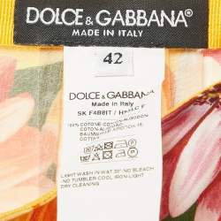 Dolce & Gabbana Orange Gerbera Print Poplin Tiered Midi Skirt M
