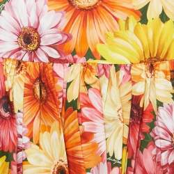 Dolce & Gabbana Orange Gerbera Print Poplin Tiered Midi Skirt M