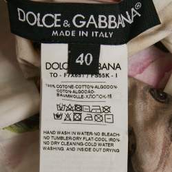 Pre Owned قميص دولتشي أند غابانا قطن أبيض مزين بطبعة أزهار كلبي صغيرة (سمول)