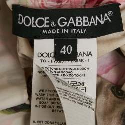 Pre Owned قميص دولتشي أند غابانا قطن أبيض مزين بطبعة أزهار كلبي صغيرة (سمول)