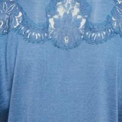 Dolce & Gabbana Blue Cashmere Knit & Lace trim Cardigan XS