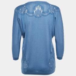 Dolce & Gabbana Blue Cashmere Knit & Lace trim Cardigan XS