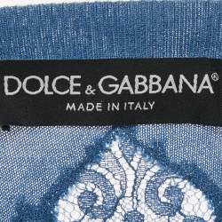 Dolce & Gabbana Blue Cashmere Knit & Lace trim Cardigan XS