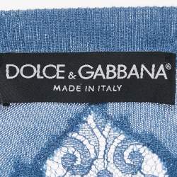 Dolce & Gabbana Blue Cashmere Knit & Lace trim Cardigan XS