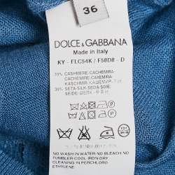 Dolce & Gabbana Blue Cashmere Knit & Lace trim Cardigan XS