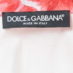 Pre Owned Dolce & Gabbana White Floral Printed Front Tie Cropped Shirt & Tiered Maxi Skirt M