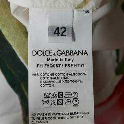Pre Owned Dolce & Gabbana White Floral Printed Front Tie Cropped Shirt & Tiered Maxi Skirt M
