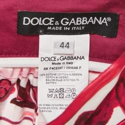 مملوكة مسبقًا Dolce & Gabbana Pink Majolica Print Poplin Midi Skirt M
