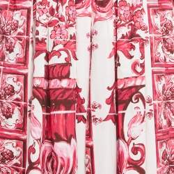 مملوكة مسبقًا Dolce & Gabbana Pink Majolica Print Poplin Midi Skirt M