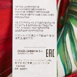 Dolce & Gabbana White Poppy Print Poplin Midi Skirt M