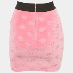 Dolce & Gabbana Pink Monogram Patterned Velvet Mini Skirt XS