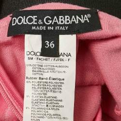 Dolce & Gabbana Pink Monogram Patterned Velvet Mini Skirt XS