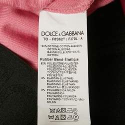 Pre Owned Dolce & Gabbana Pink Monogram Velvet Crop Top S