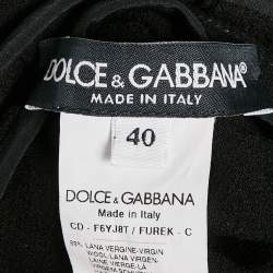 Pre Owned Dolce & Gabbana Black Stretch Crepe Wool Ruche Midi Dress S