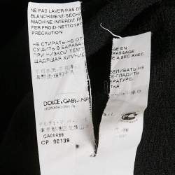 Pre Owned Dolce & Gabbana Black Stretch Crepe Wool Ruche Midi Dress S
