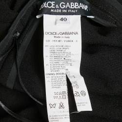 Pre Owned Dolce & Gabbana Black Stretch Crepe Wool Ruche Midi Dress S