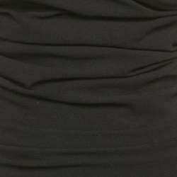 Pre Owned Dolce & Gabbana Black Stretch Crepe Wool Ruche Midi Dress S