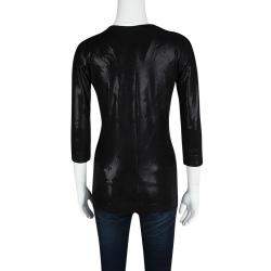 Pre Owned توب دولتشي أند غابانا ستريتش أكمام طويلة أسود ميتالك M