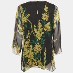 Dolce & Gabbana Black Floral Print Long Sleeve Blouse M