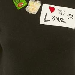 Dolce & Gabbana Black Applique Cashmere Knit Jumper S