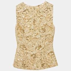 Dolce & Gabbana Gold Textured Lurex Sleeveless Blouse XS 