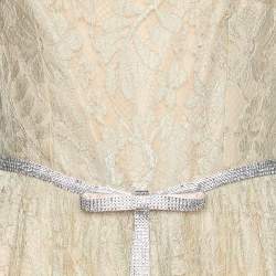 Pre Owned Dolce & Gabbana Beige Lace Maxi Dress S
