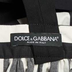Pre Owned Dolce & Gabbana Black/White Striped Cotton Shoulder Strap Long Dress S