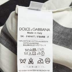 Pre Owned Dolce & Gabbana Black/White Striped Cotton Shoulder Strap Long Dress S