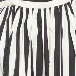 Pre Owned Dolce & Gabbana Black/White Striped Cotton Shoulder Strap Long Dress S