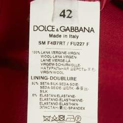 Pre Owned Dolce & Gabbana Red Wool Button Detail Mini Skirt M