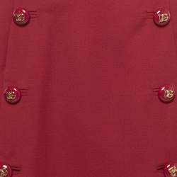 Pre Owned Dolce & Gabbana Red Wool Button Detail Mini Skirt M