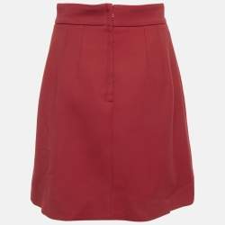 Pre Owned Dolce & Gabbana Red Wool Button Detail Mini Skirt M