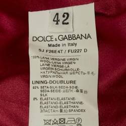 Pre Owned Dolce & Gabbana Red Wool Button Front Cropped Jacket M
