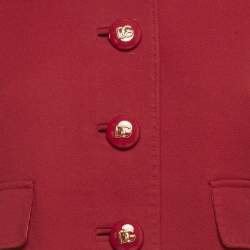 Pre Owned Dolce & Gabbana Red Wool Button Front Cropped Jacket M