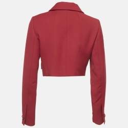 Pre Owned Dolce & Gabbana Red Wool Button Front Cropped Jacket M