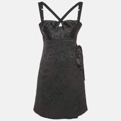 Pre Owned Dolce & Gabbana Black Jacquard Bustier Sleeveless Mini Dress XS