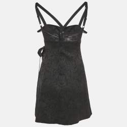 Pre Owned Dolce & Gabbana Black Jacquard Bustier Sleeveless Mini Dress XS