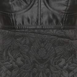 Pre Owned Dolce & Gabbana Black Jacquard Bustier Sleeveless Mini Dress XS